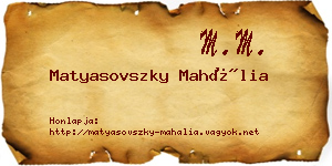 Matyasovszky Mahália névjegykártya